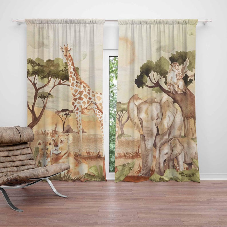 Baby Nursery Hospital - Mom and Baby Curtains Safari Animals