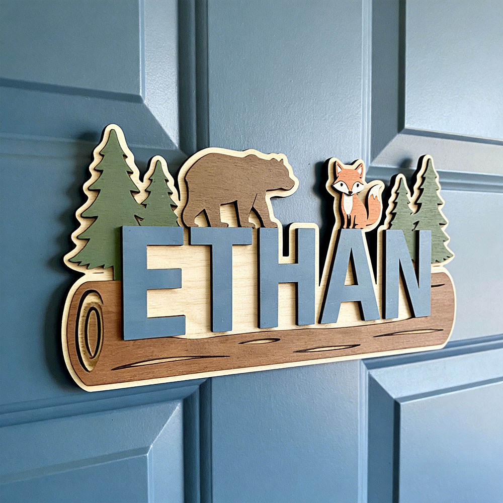Baby Nursery Products - Woodland Forest Animal Personalized Name Wooden