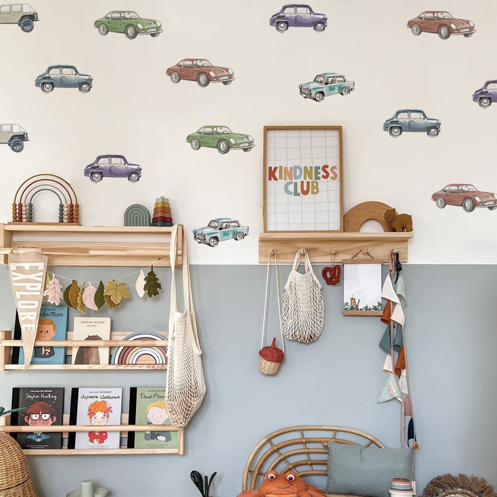 Baby Nursery Labels - Cartoon Kids Transport Car Truck Wall