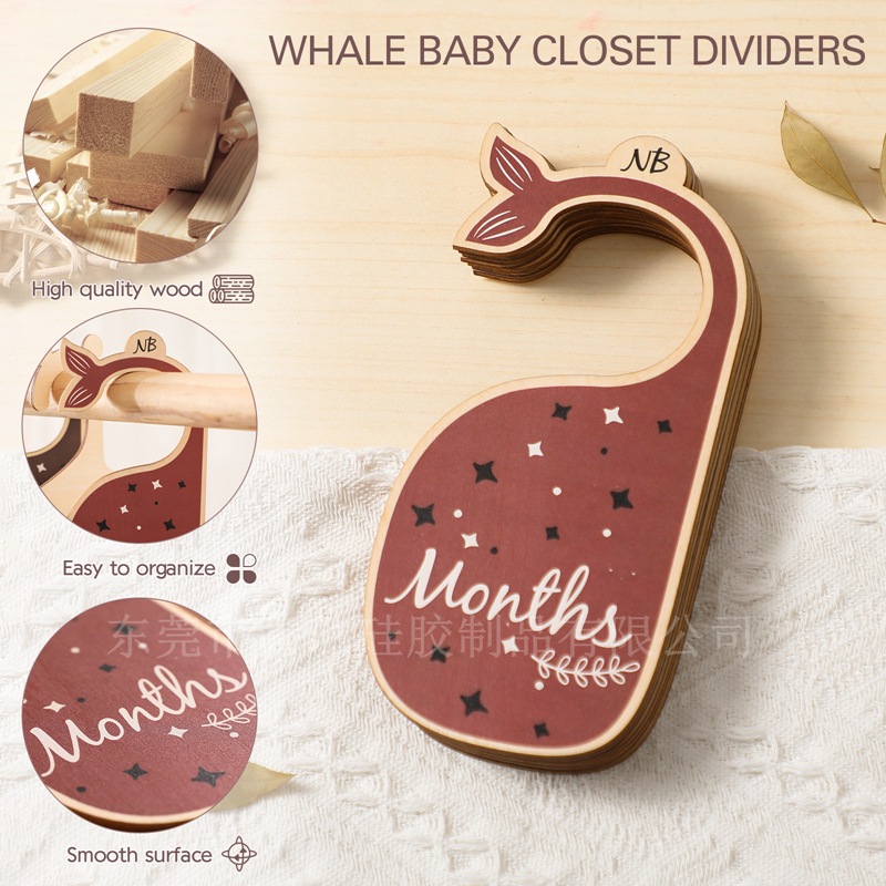 Baby Nursery Organizer - Wooden Baby Clothes Dividers Whale Swan