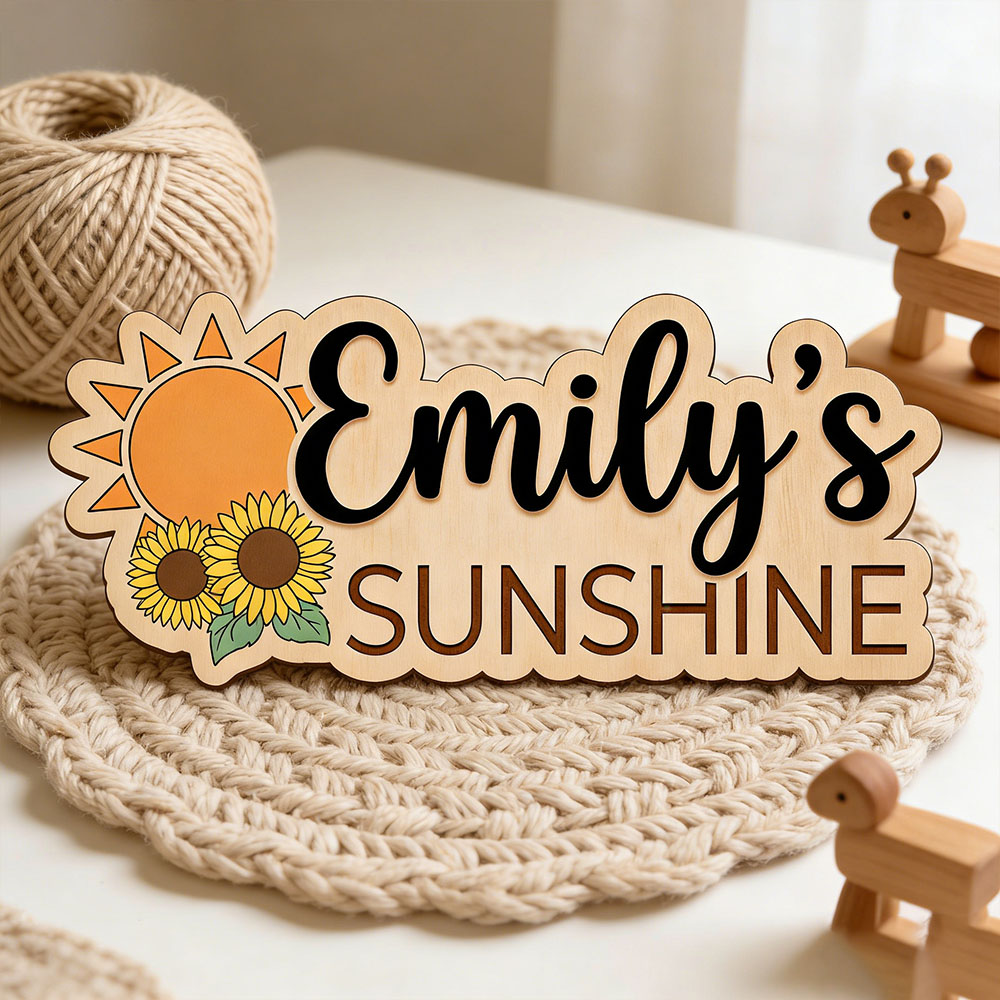 Baby Nursery In - Sunflower Sunshine Themed Custom Name Wood