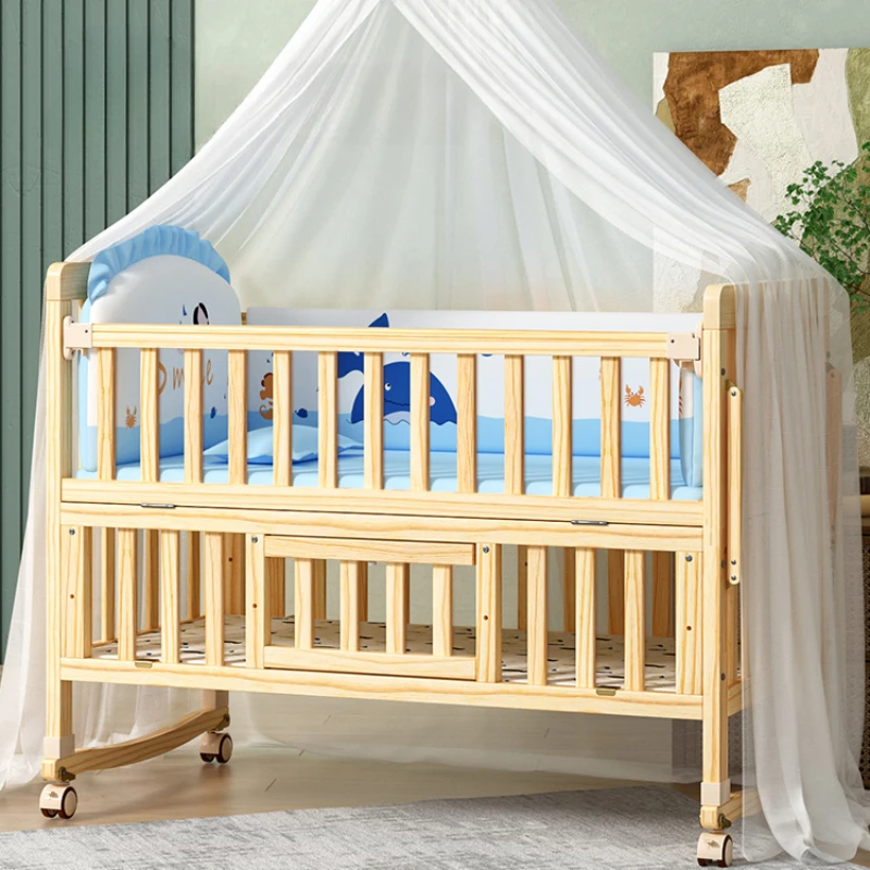 Baby Nursery Trolley - Solid wood multifunctional newborn children's bed
