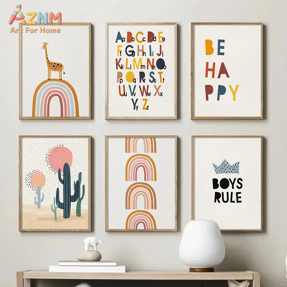 Baby Nursery Products - Rainbow Alphabet Poster Educational ABC Letter