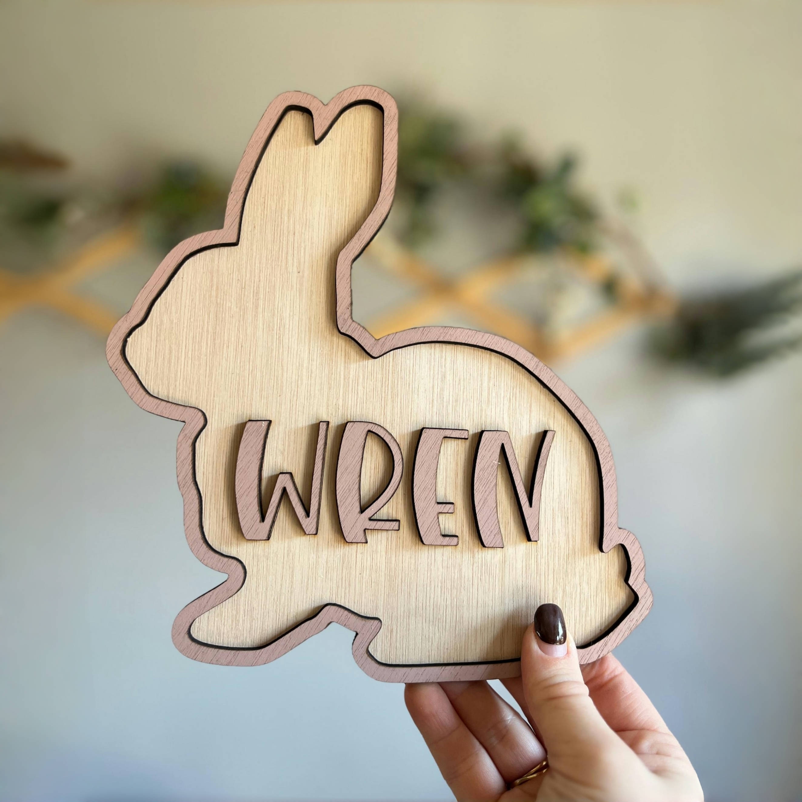 Baby Nursery Products - Personalized Bunny Name Wooden Door Sign