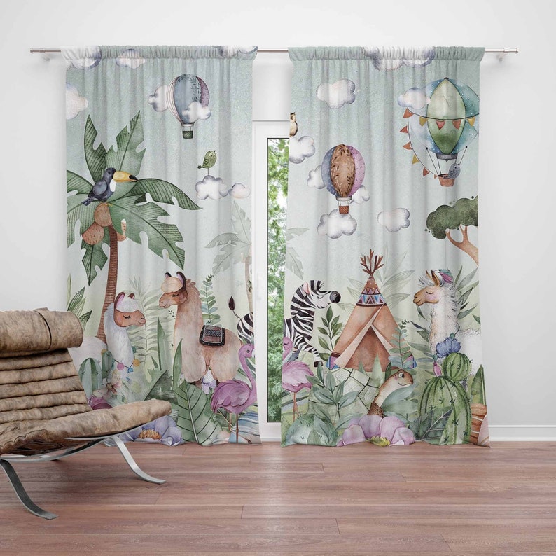 Baby Nursery Hospital - Safari Animals Party Nursery Curtain Kids