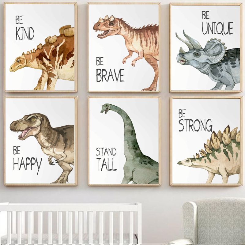 Baby Nursery Art - Watercolor Dinosaur Poster Nursery Boy's Room