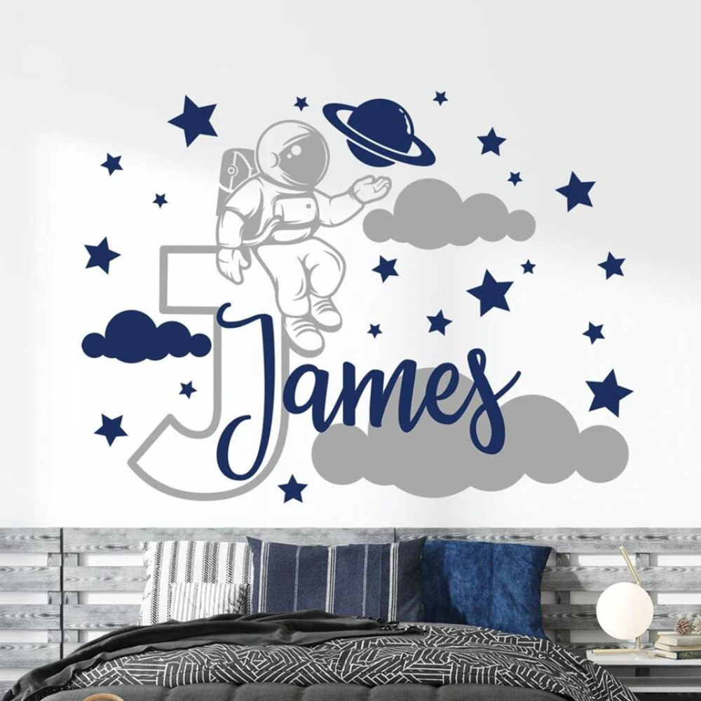 Baby Nursery Products - Custom Name Cartoon Space Astronaut Star
