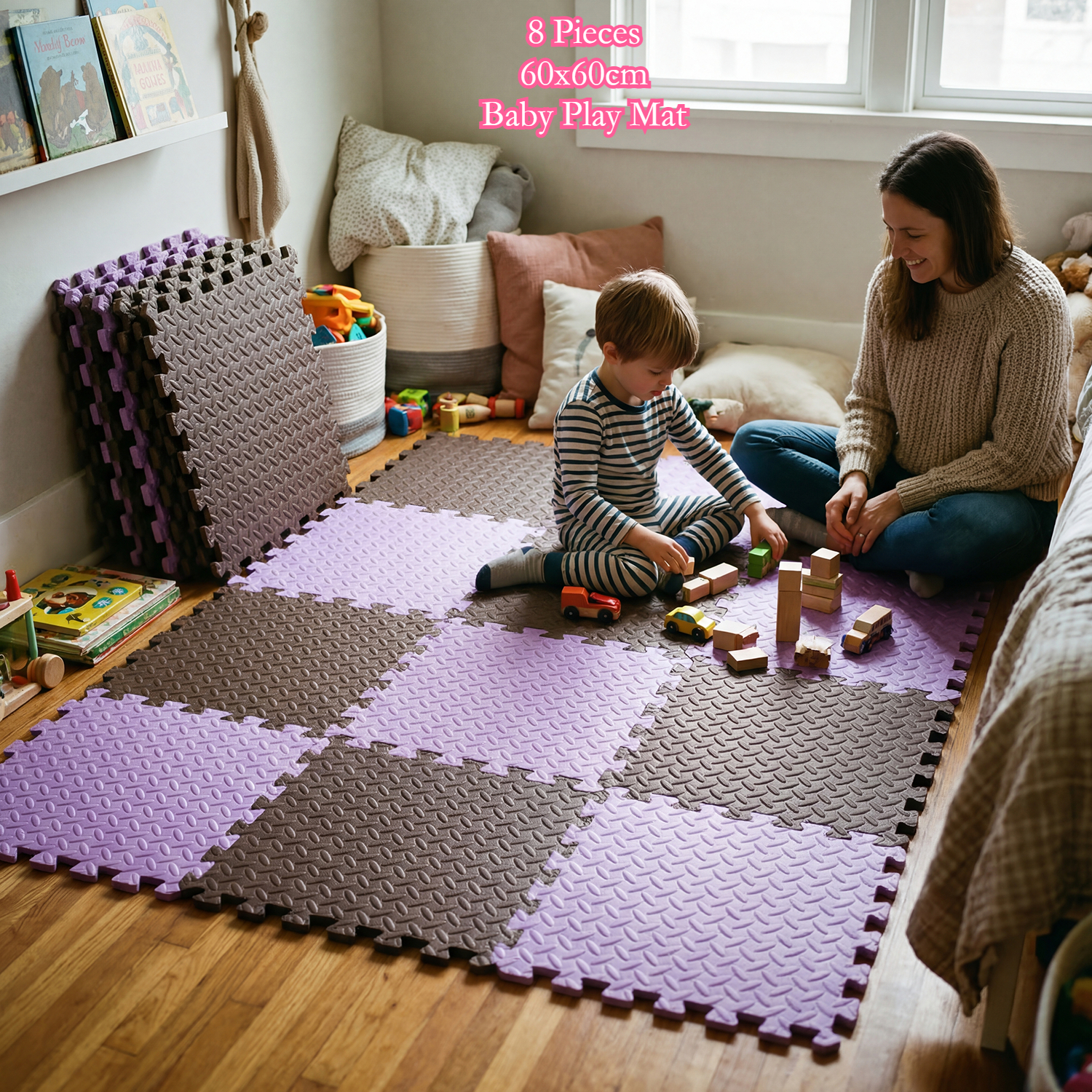 Baby Nursery Mat - 8Pcs 60x60cm Baby Play Mat 1cm