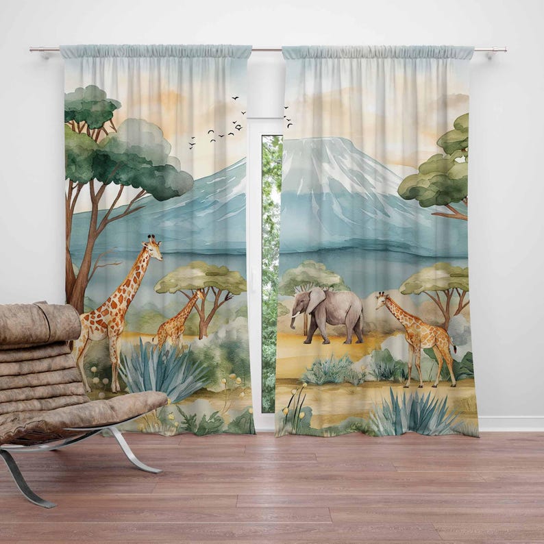 Baby Nursery Hospital - Safari Animals Kids Curtains Baby Boy