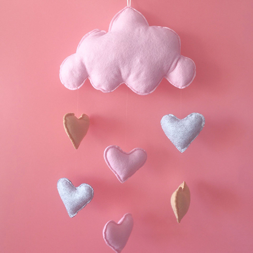 Baby Nursery Light Fixture - Pink Cloud Hanging Decor Heart Shape