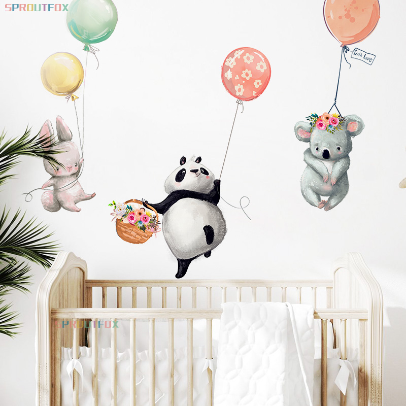 Baby Nursery Labels - Cute Animal Panda Rabbit Koala with