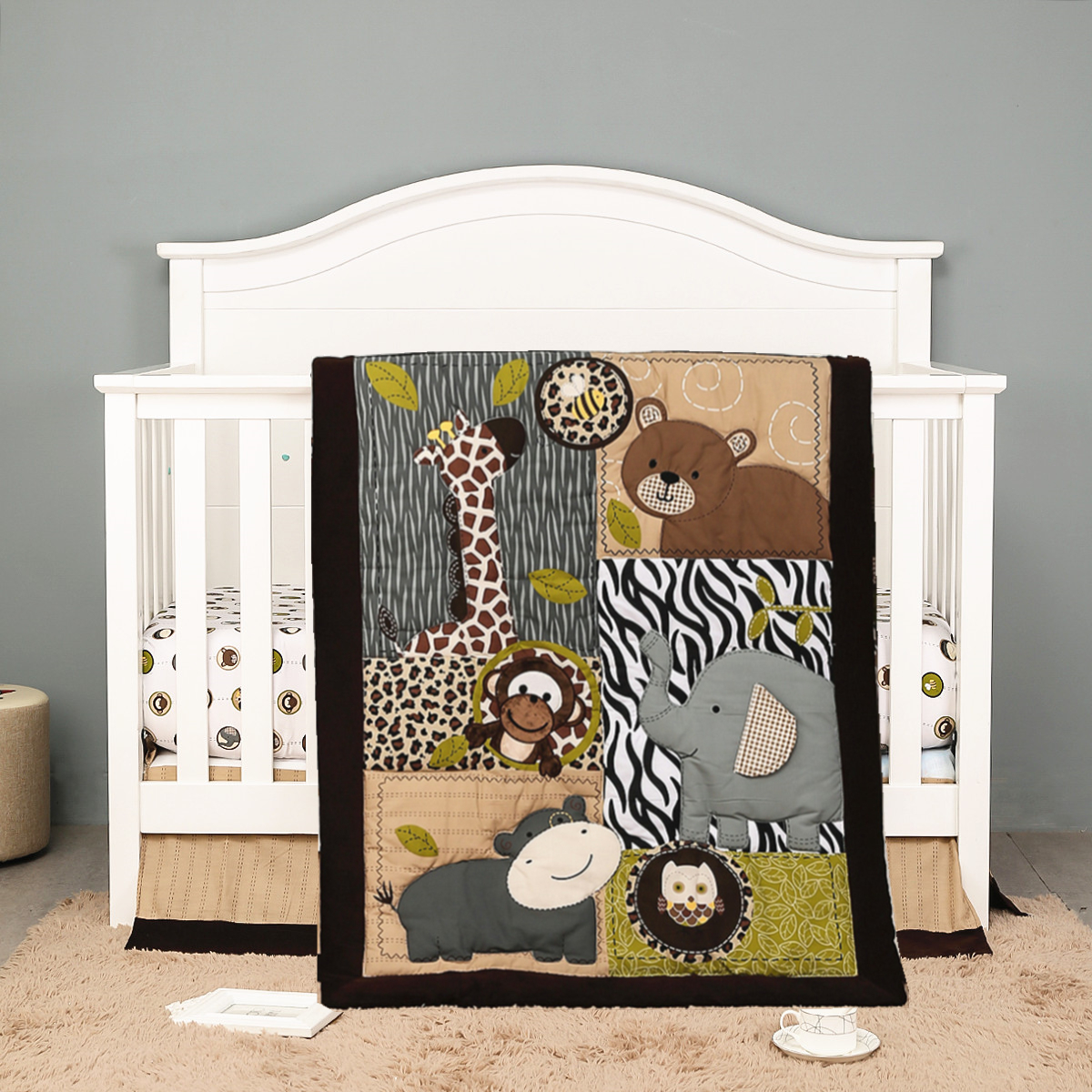Baby Nursery Quilts - 3Pcs Embroidered Newborn Baby Cot Bedding