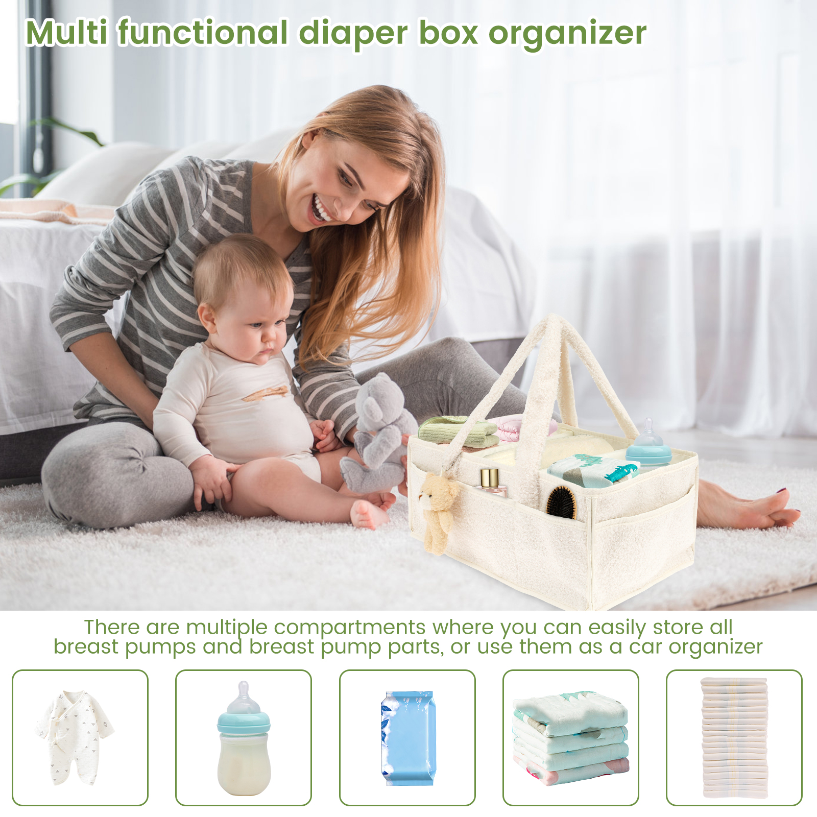 Baby Diaper Caddy Large Organi - Baby Nursery Must Haves ulasan dan harga