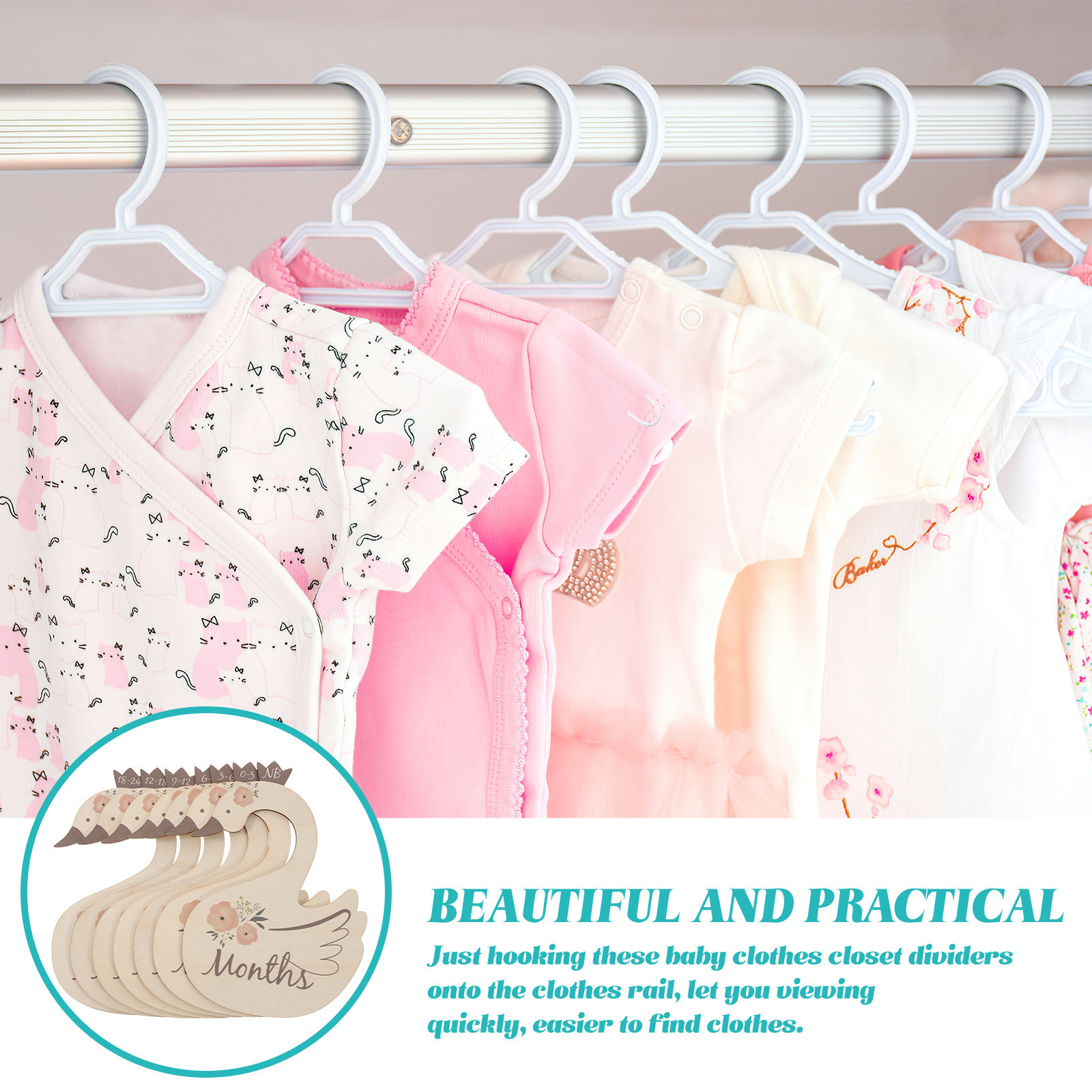 7Pcs Swan Baby Clothes Size Di - Baby Nursery Organizer ulasan dan harga