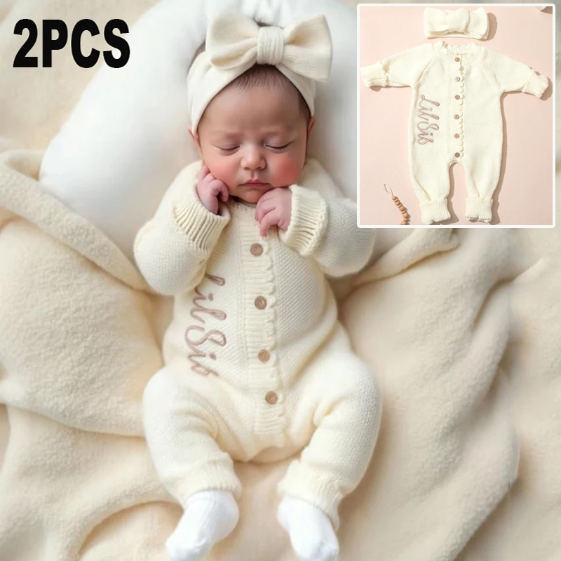 2PCS Infant Girl Cream Knit Co - Baby Nursery Embroidery ulasan dan harga