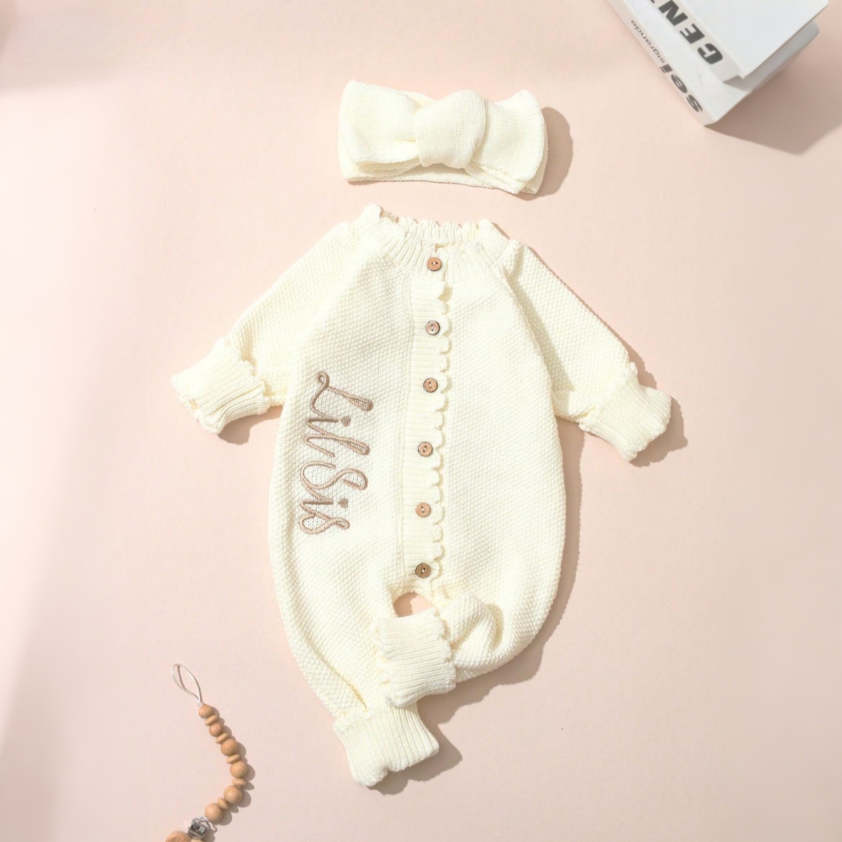 2PCS Infant Girl Cream Knit Co - Baby Nursery Embroidery ulasan dan harga