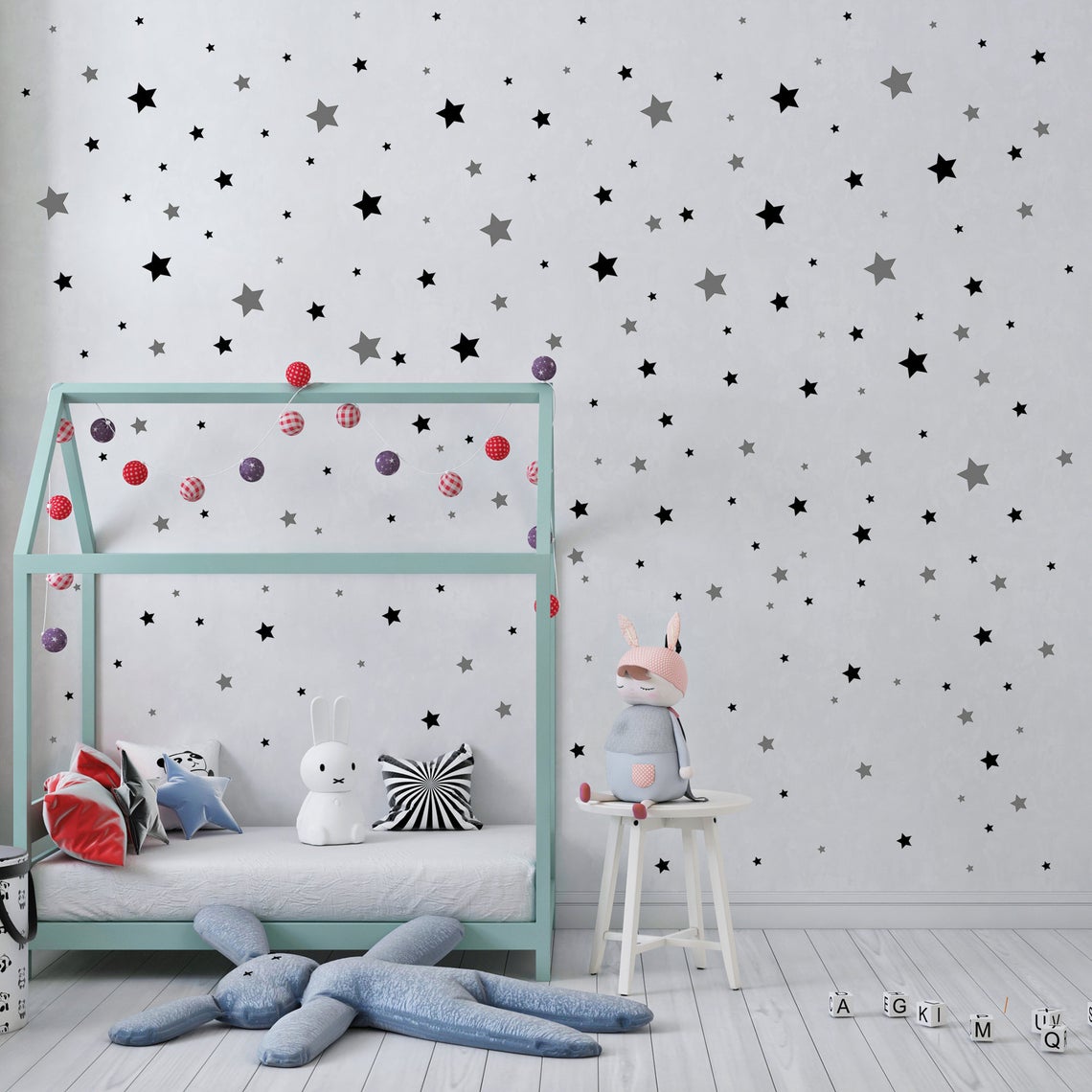 Cartoon 65Pcs Star Wall Sticke - Baby Nursery Products ulasan dan harga