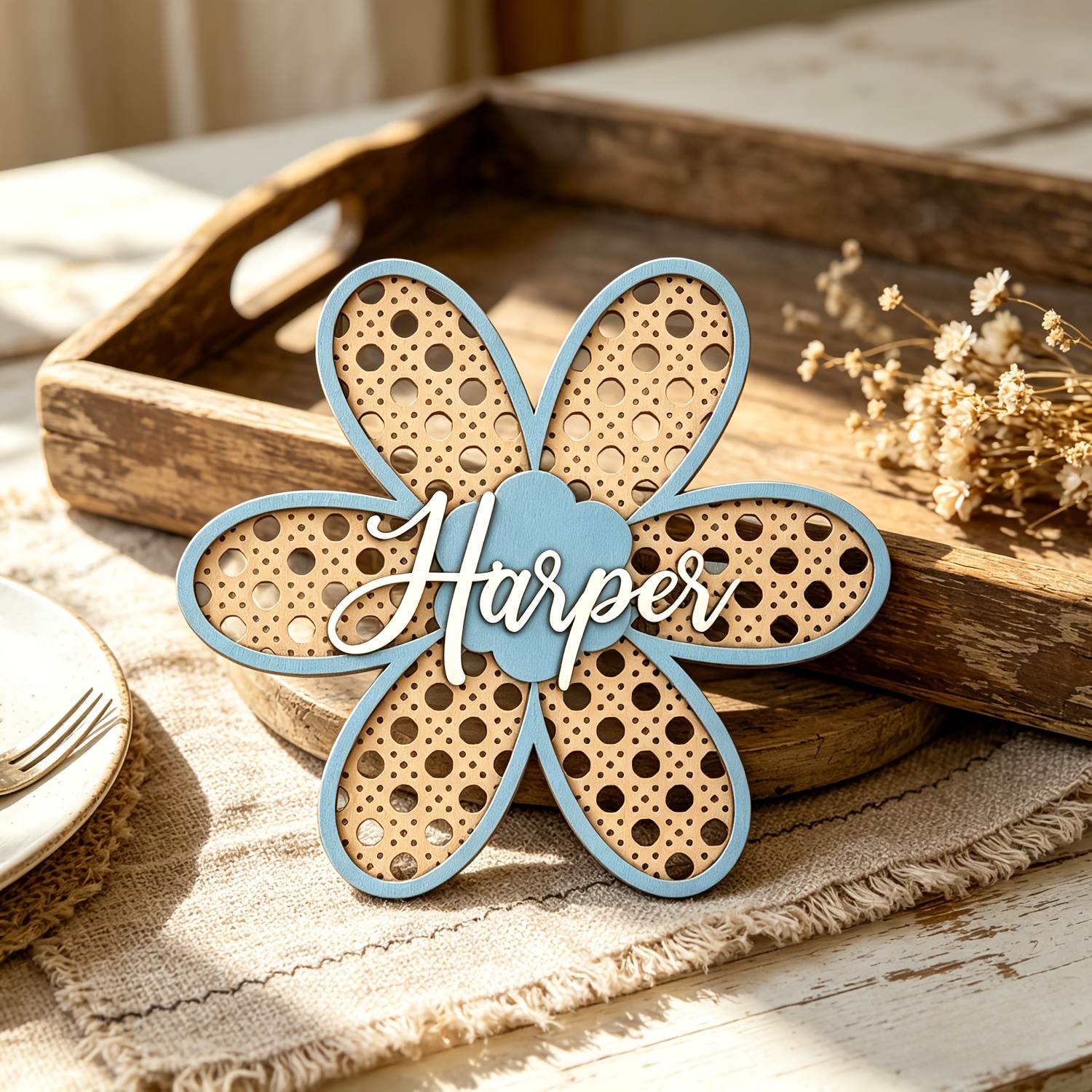 Personalized Boho Rattan Flowe - Baby Nursery Decorations ulasan dan harga