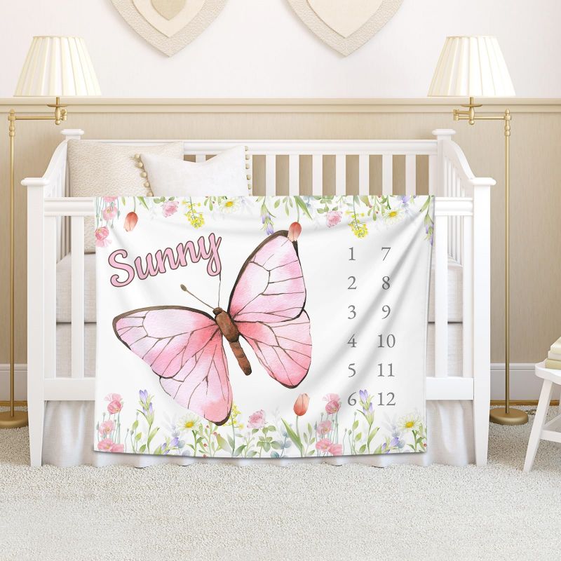 VIKAMA Watercolor Pink Butterf - Baby Nursery Decor Girl ulasan dan harga