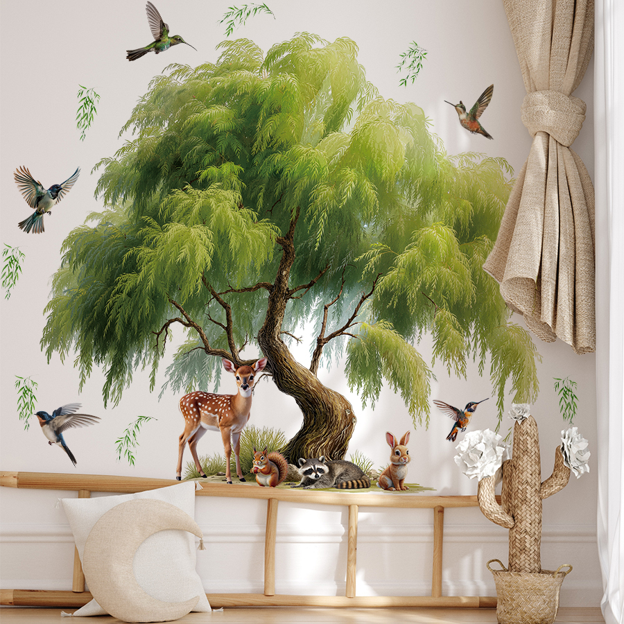 Cartoon Willow Tree Wall Stick - Baby Nursery Labels ulasan dan harga