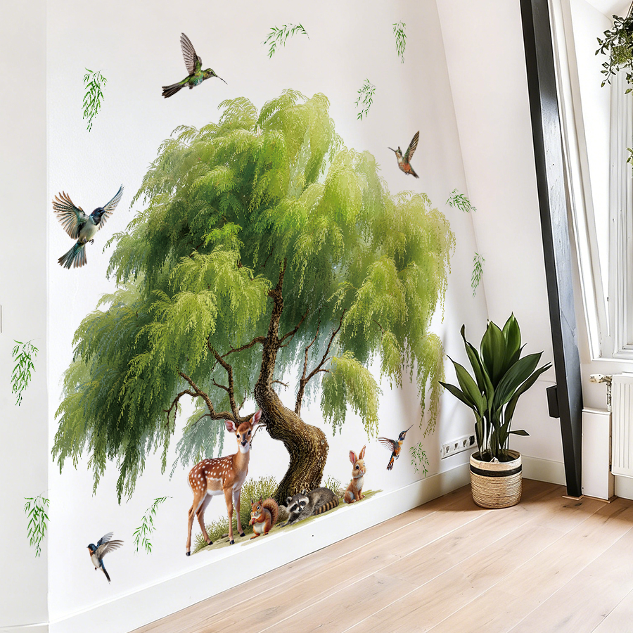 Cartoon Willow Tree Wall Stick - Baby Nursery Labels ulasan dan harga