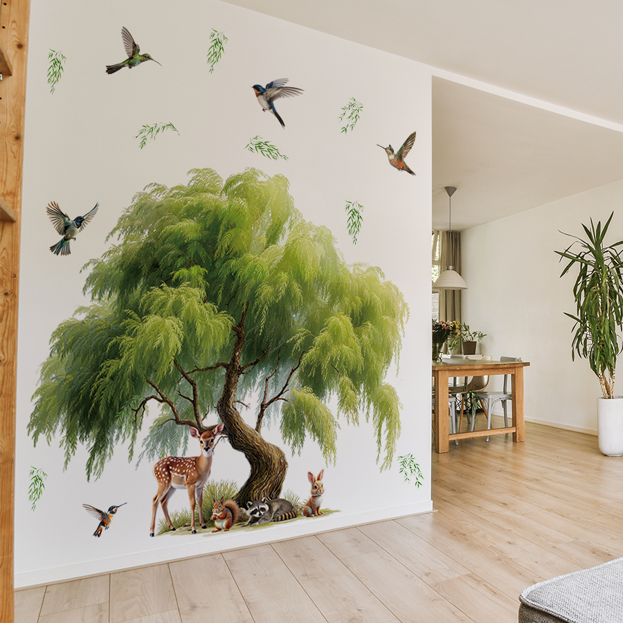 Cartoon Willow Tree Wall Stick - Baby Nursery Labels ulasan dan harga
