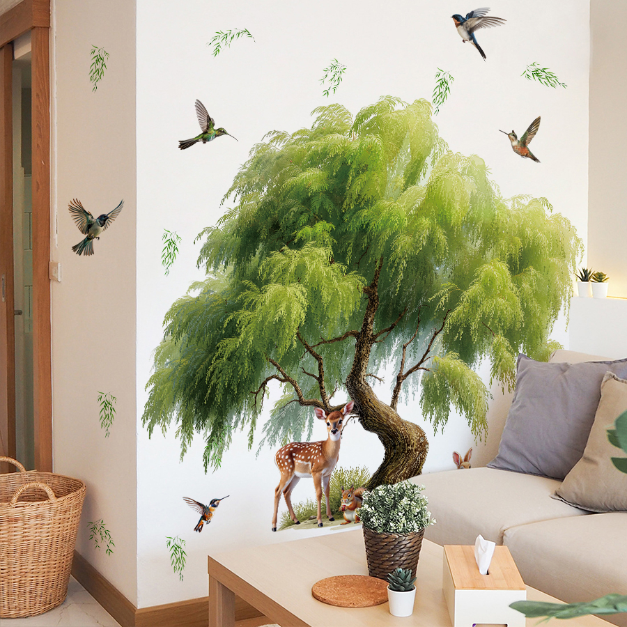 Cartoon Willow Tree Wall Stick - Baby Nursery Labels ulasan dan harga