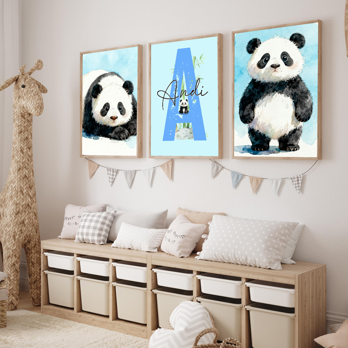 3pcs Personalized Panda Nurser - Baby Nursery Decor Girl ulasan dan harga