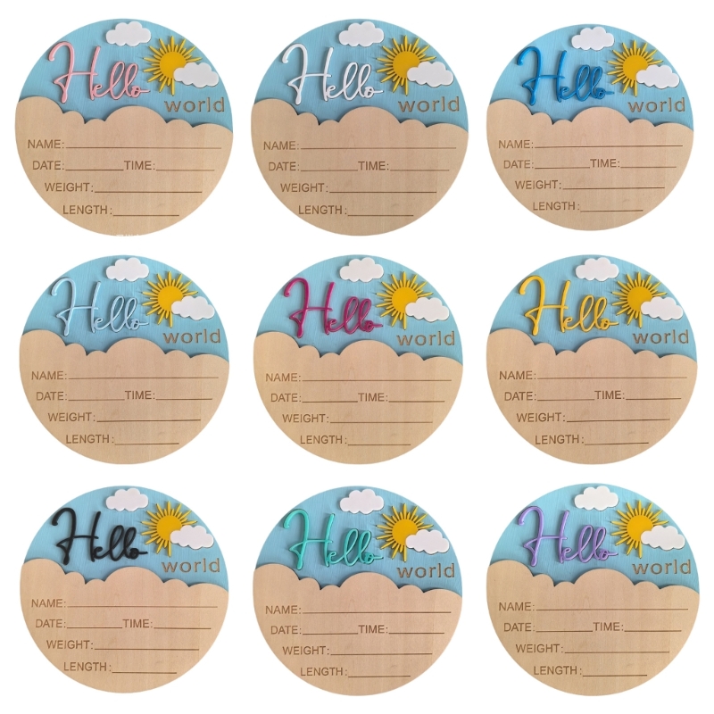 J15U Wooden Hello Baby Announc - Baby Nursery Hospital ulasan dan harga