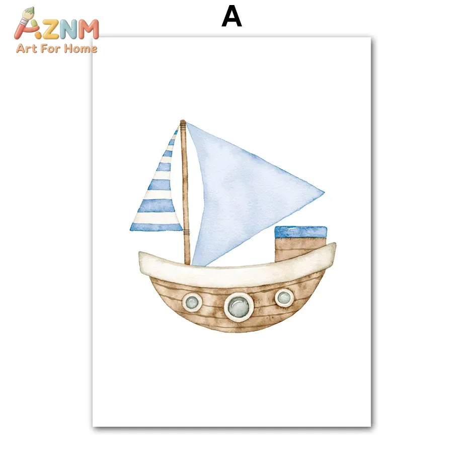Sailboat Lighthouse Fish Nauti - Baby Nursery Art ulasan dan harga