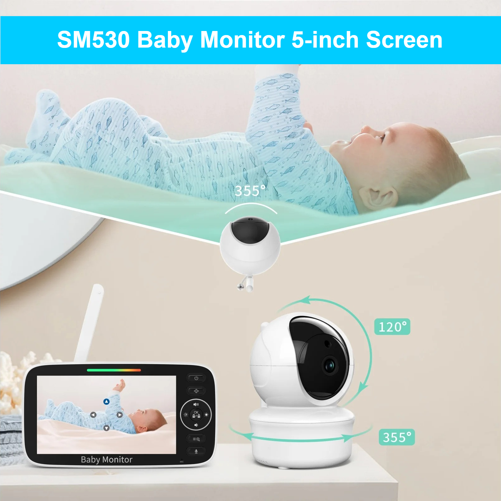 Baby Monitor with 5-inch LCD S - Baby Nursery Videos ulasan dan harga