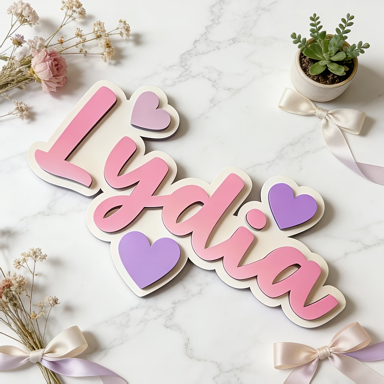 Personalized Gradient Heart Na - Baby Nursery Decorations ulasan dan harga