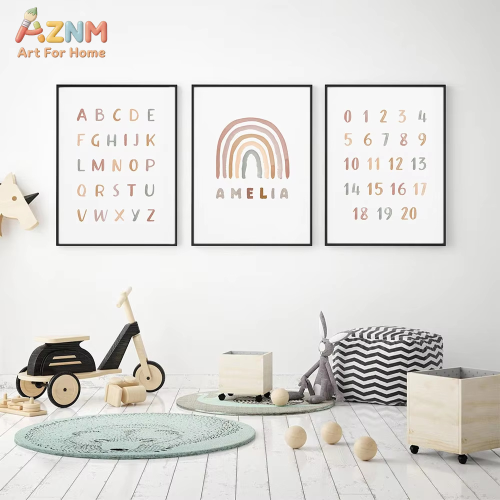Poster Custom ABC 123 Rainbow  - Baby Nursery Decor Girl ulasan dan harga
