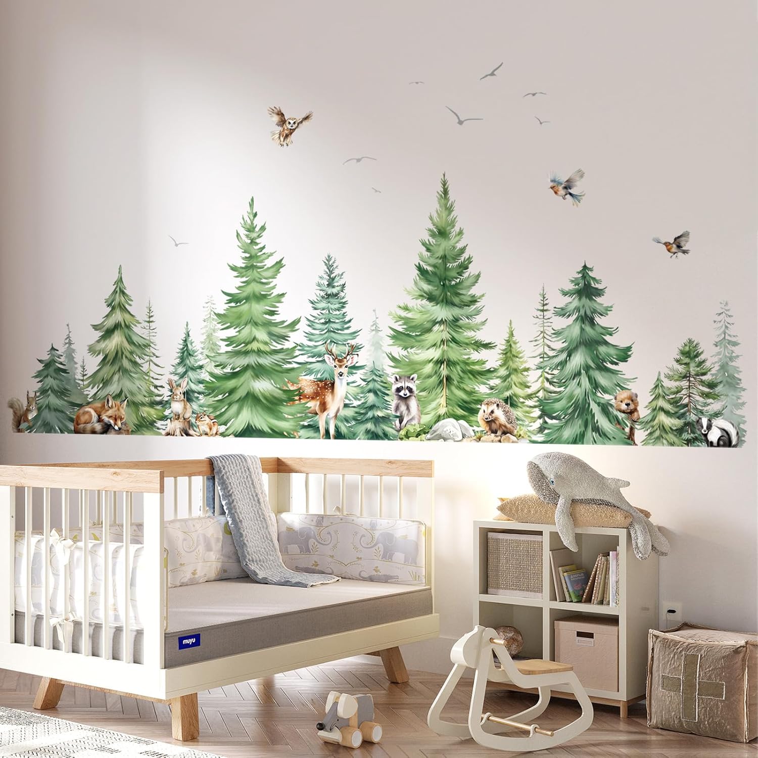 Large Watercolor Pine Tree Ani - Baby Nursery Products ulasan dan harga