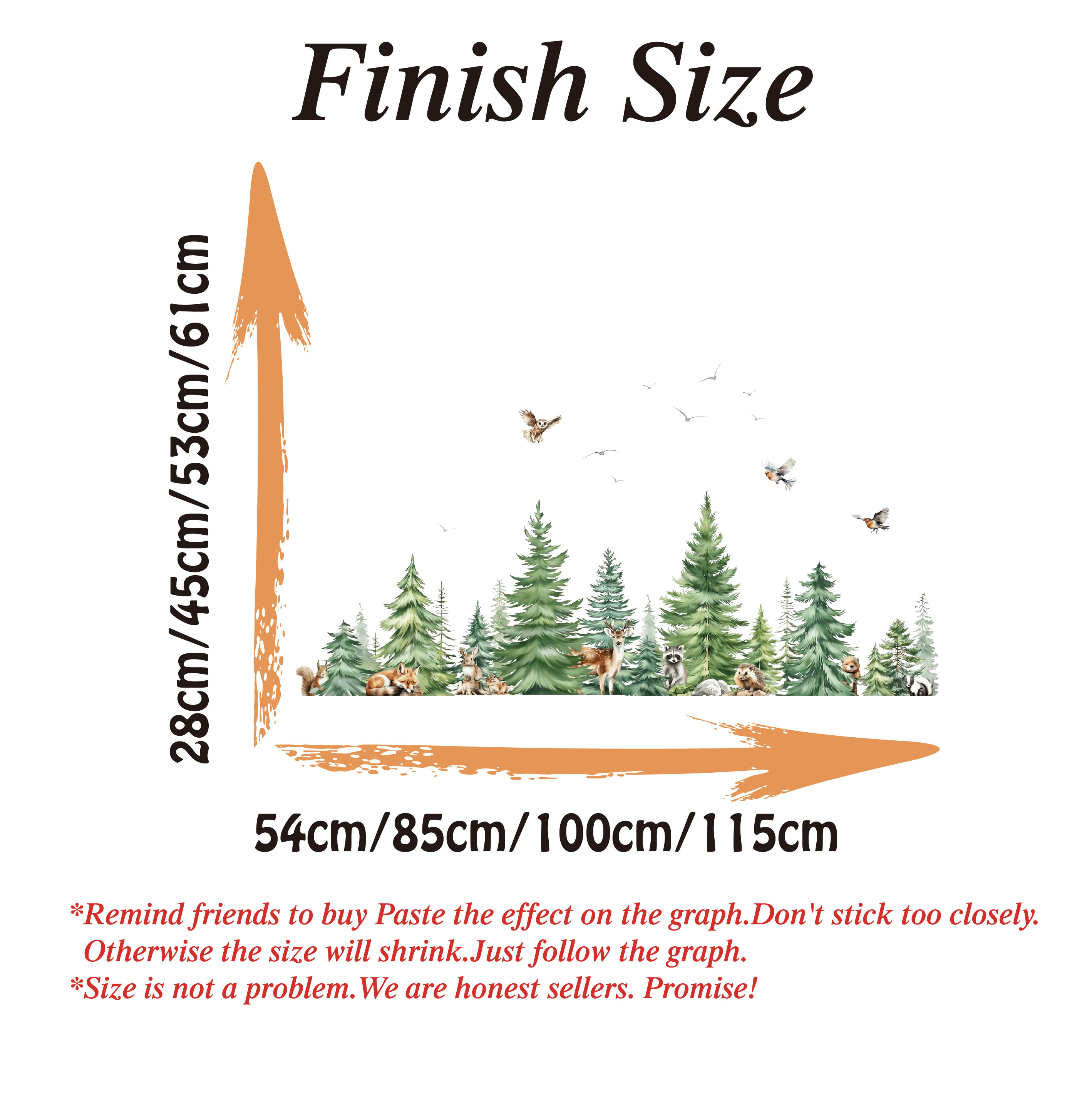 Large Watercolor Pine Tree Ani - Baby Nursery Products ulasan dan harga