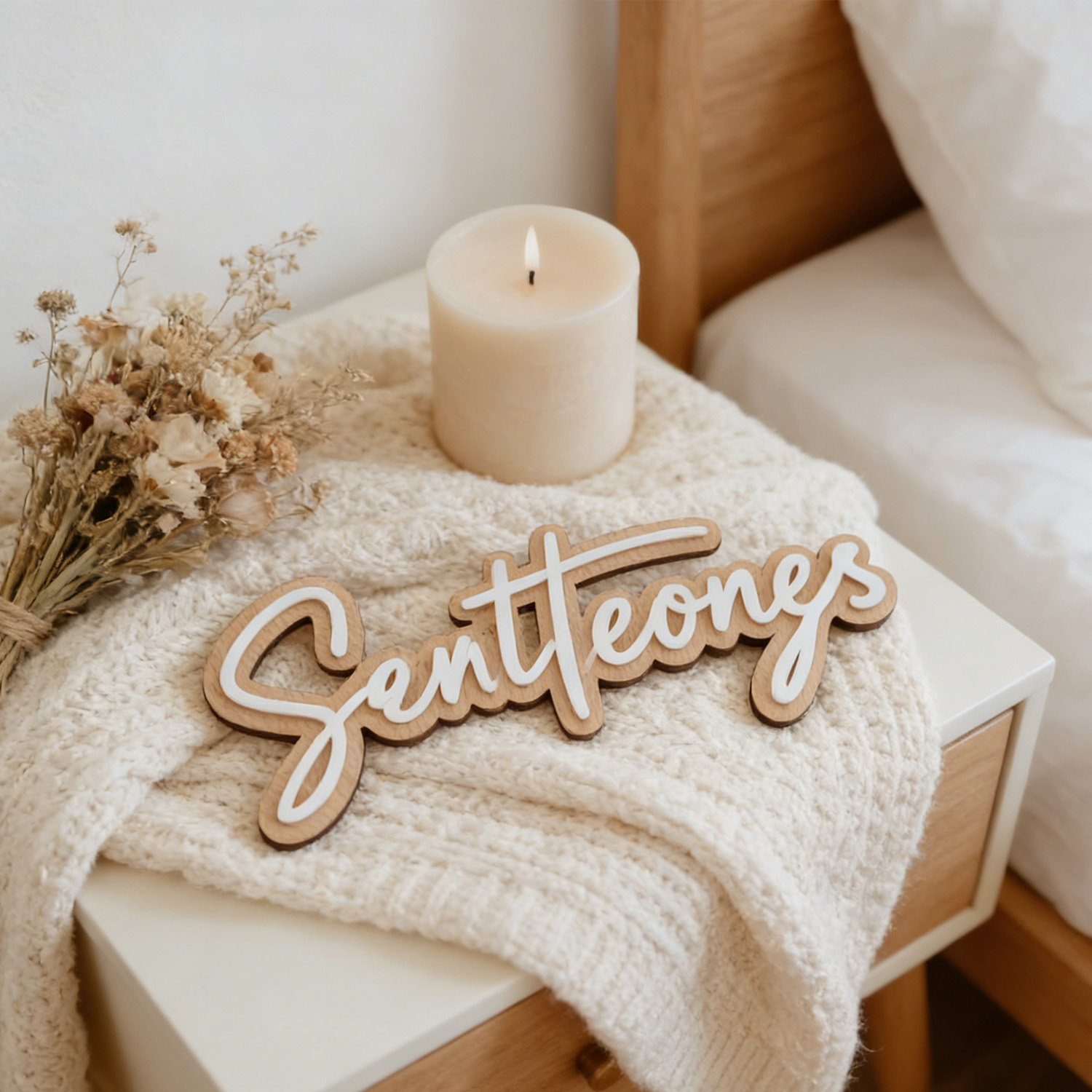 1Pc Custom Name Cute White Woo - Baby Nursery Decorations ulasan dan harga