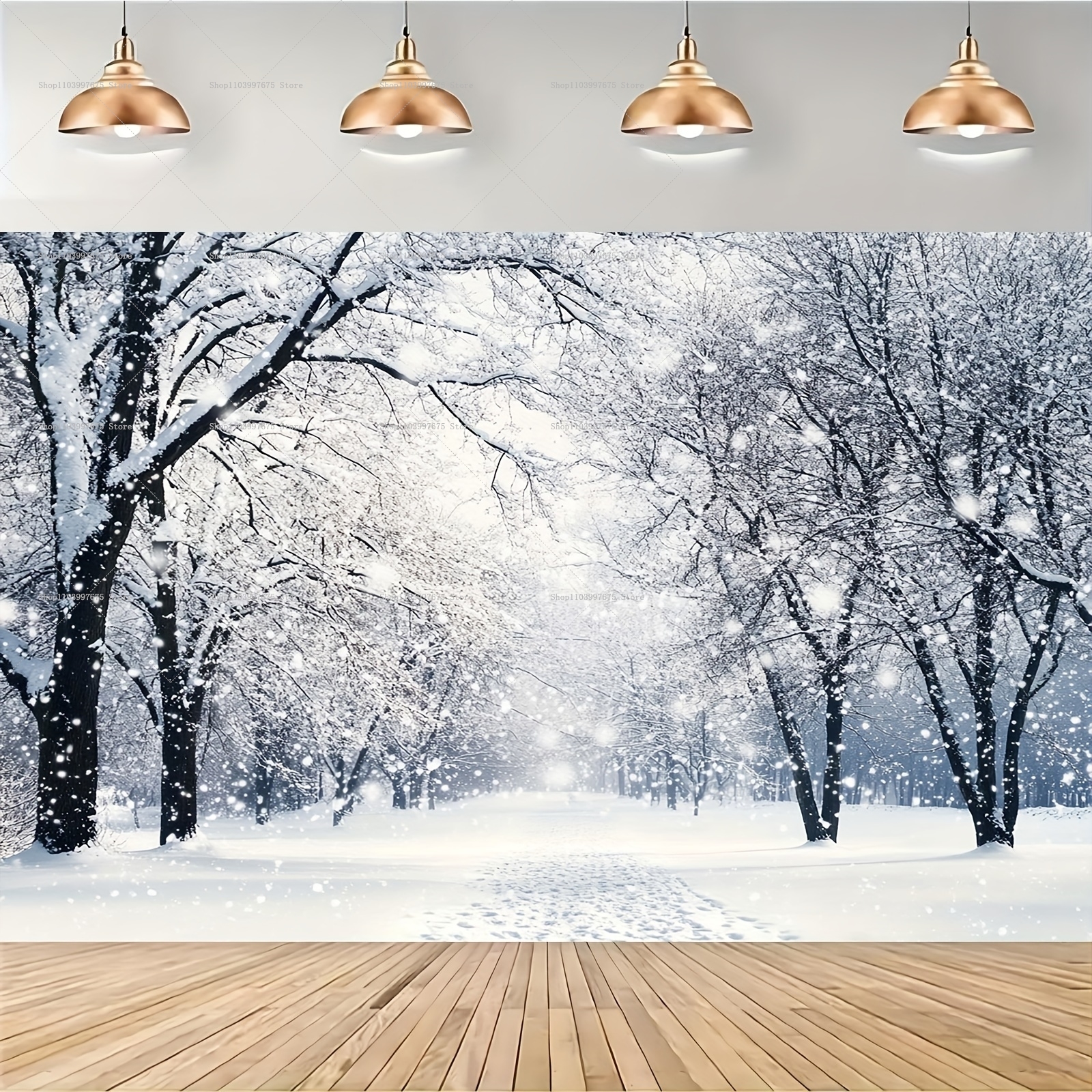 Snowy Forest Christmas Backdro - Baby Food Processor ulasan dan harga