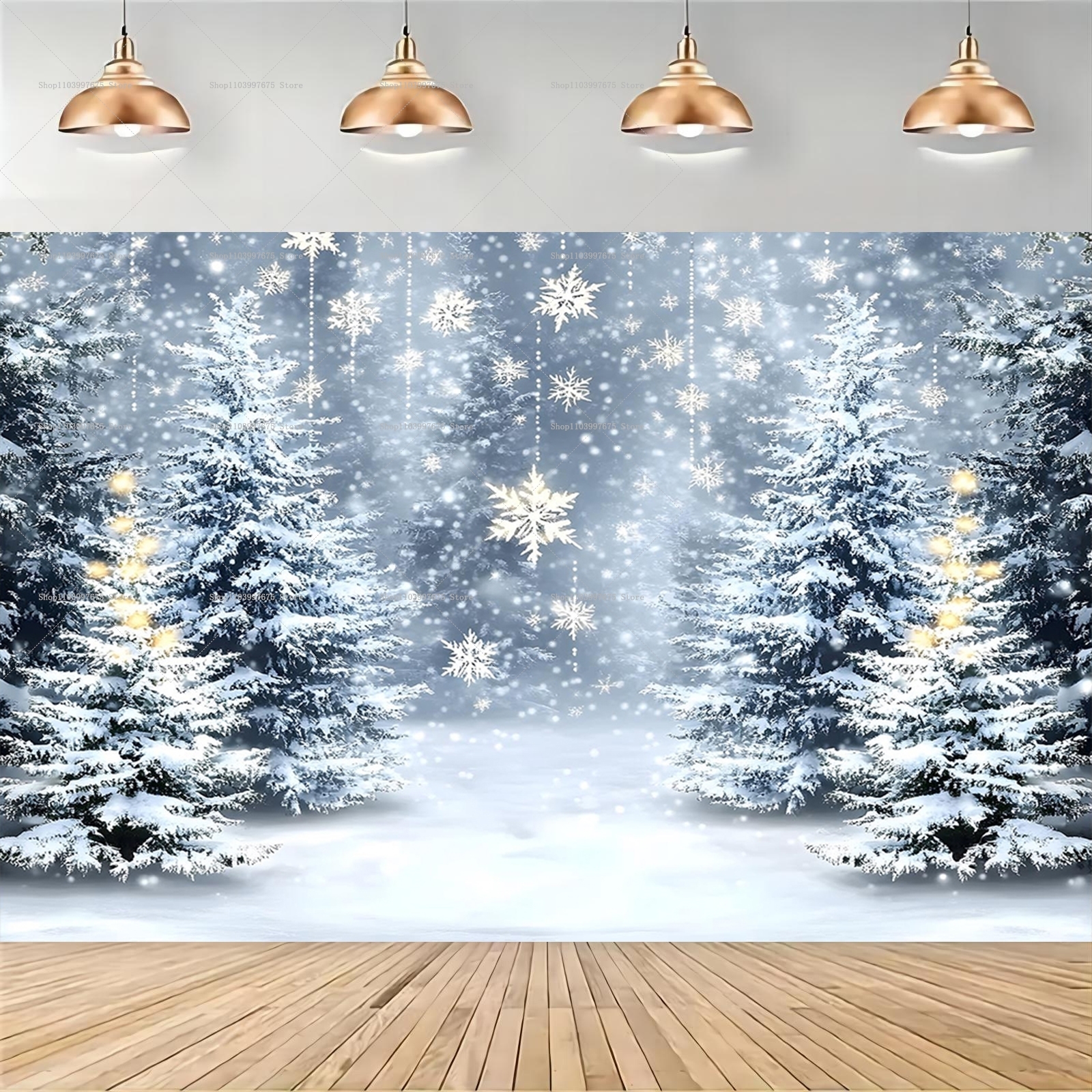 Snowy Forest Christmas Backdro - Baby Food Processor ulasan dan harga