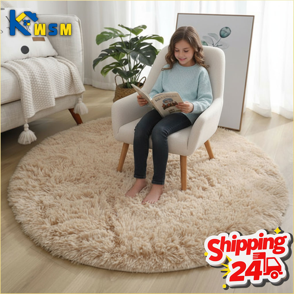 Super Soft Fluffy Round Rug Pl - Baby Nursery Mat ulasan dan harga