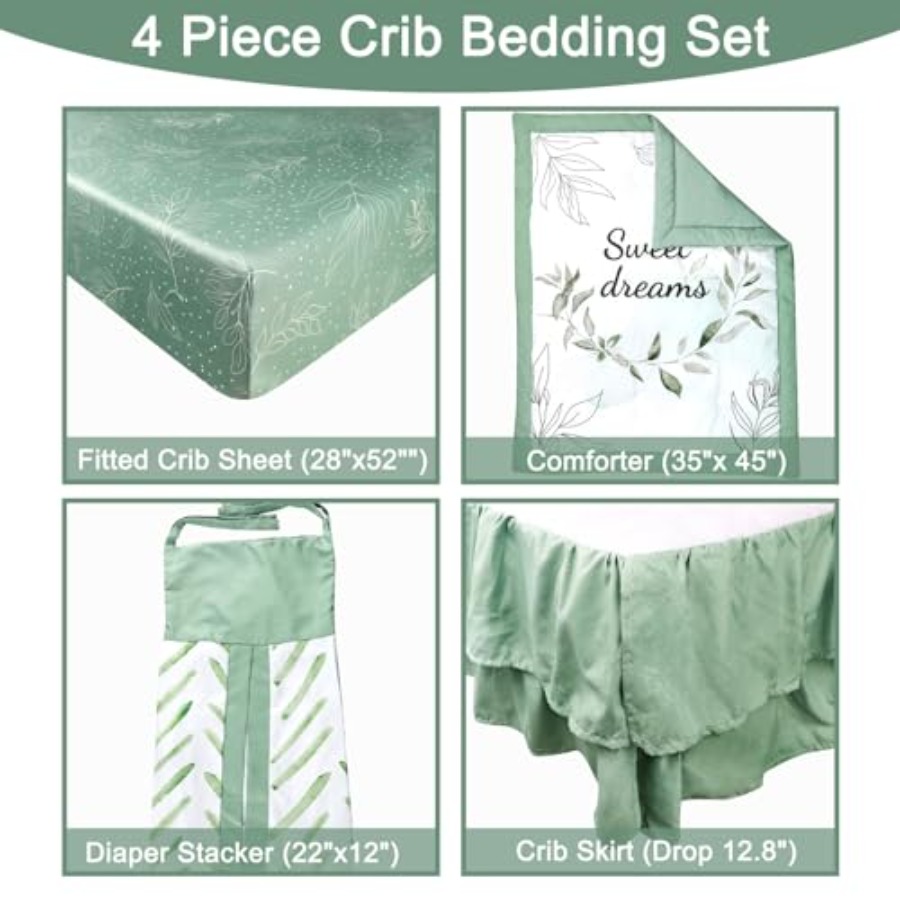 Green Crib Bedding Set 4-Piece - Baby Nursery Quilts ulasan dan harga
