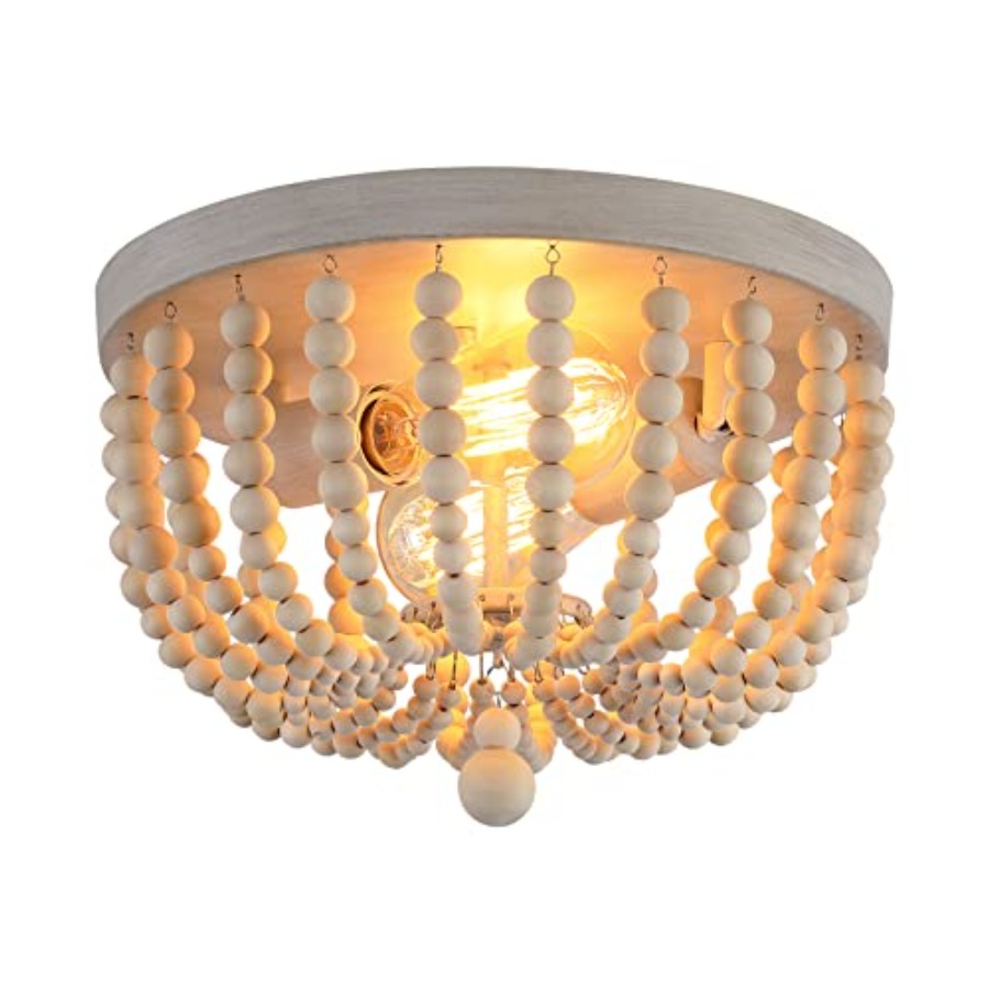 Boho Chandelier Wood Beaded Fl - Baby Nursery Light Fixture ulasan dan harga