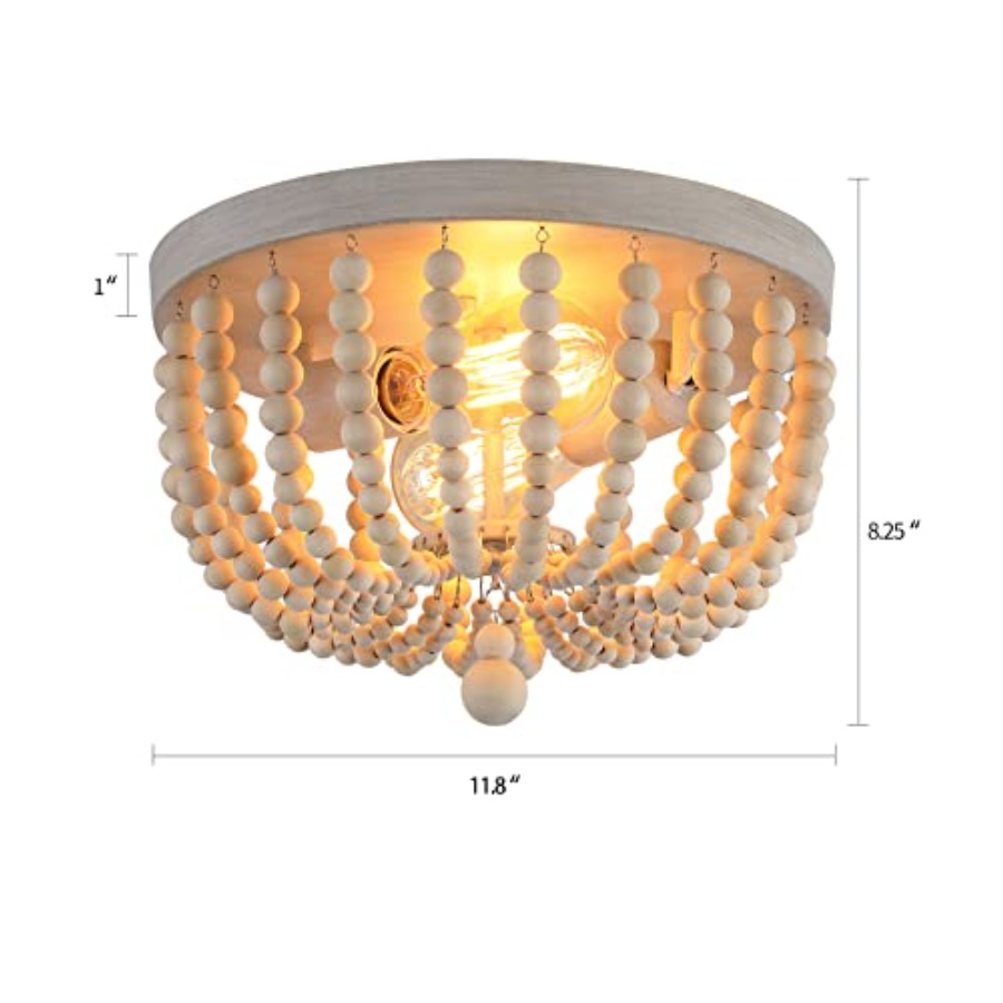 Boho Chandelier Wood Beaded Fl - Baby Nursery Light Fixture ulasan dan harga