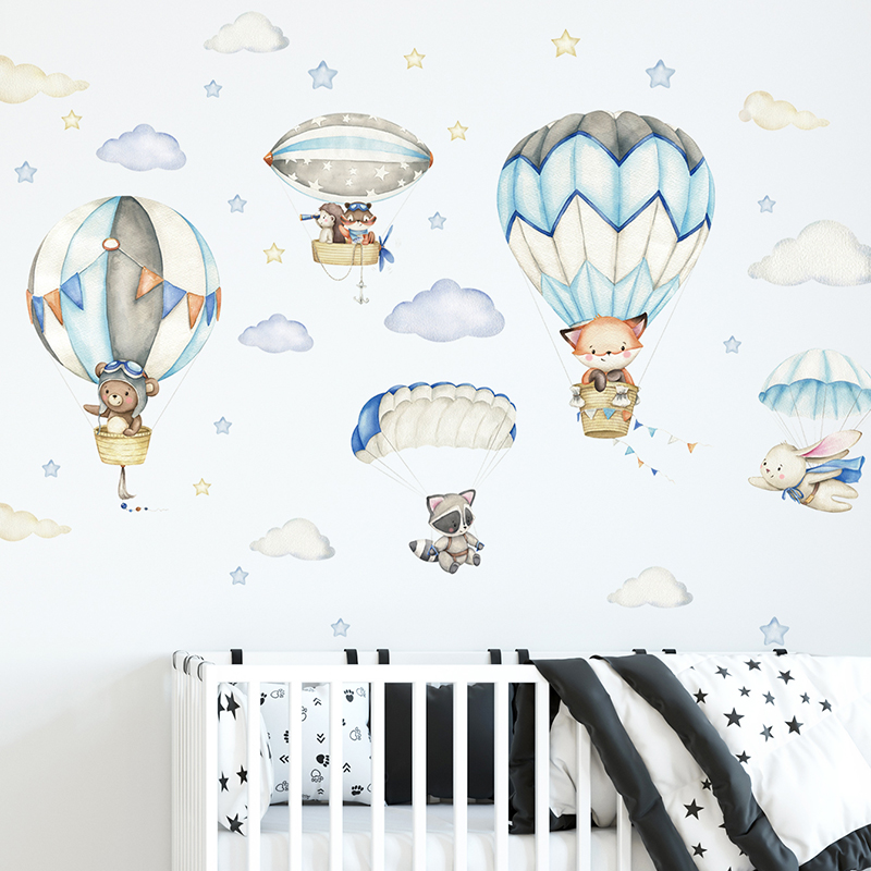 Cartoon Cute Animals Hot Air B - Baby Nursery Products ulasan dan harga