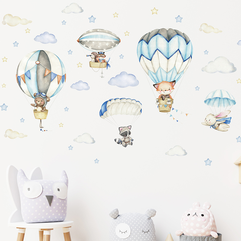 Cartoon Cute Animals Hot Air B - Baby Nursery Products ulasan dan harga