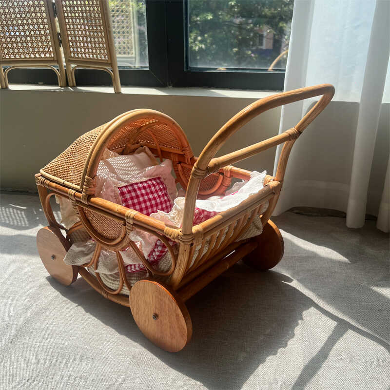 Woven Rattan Baby Stroller Vin - Baby Nursery Vintage Decor ulasan dan harga