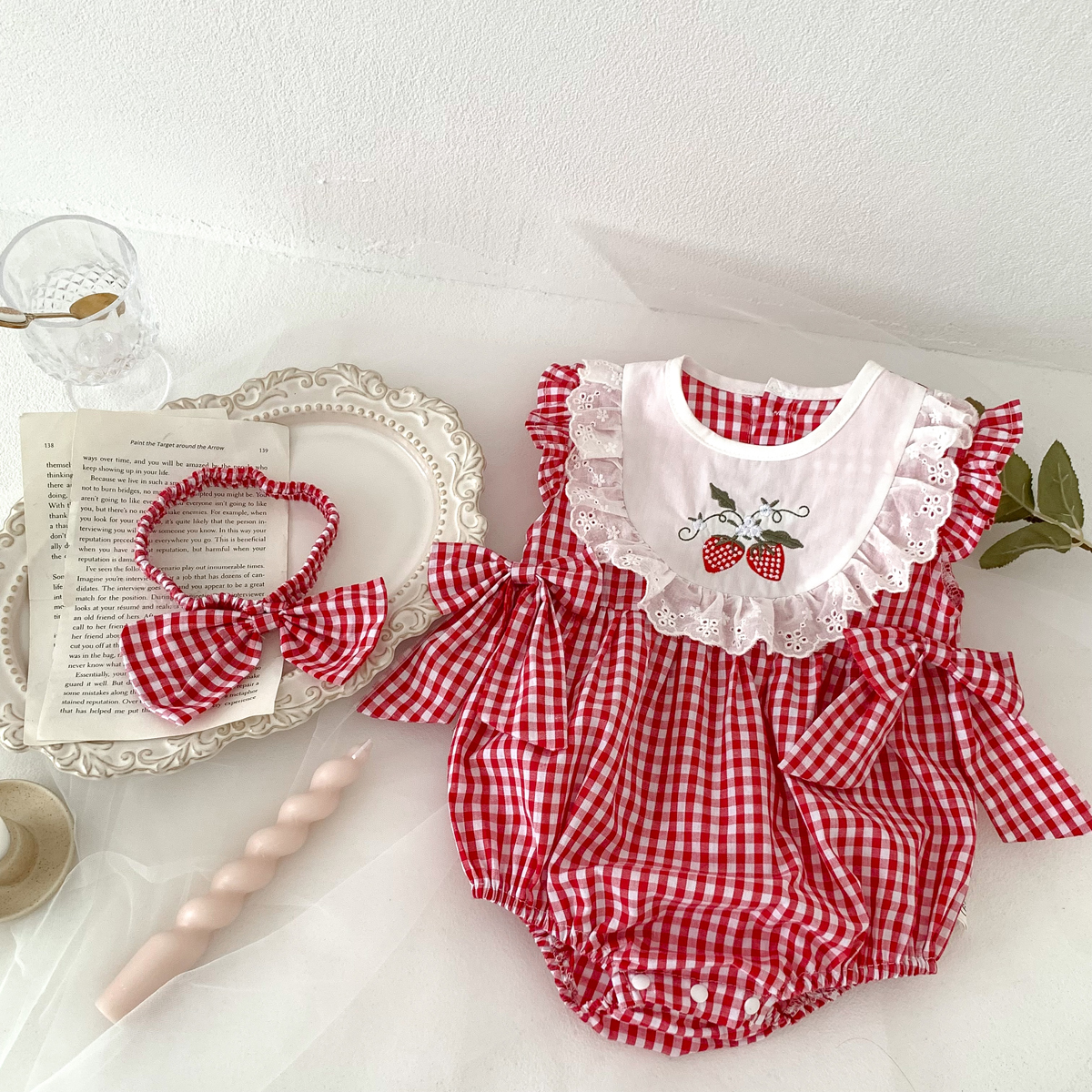 Summer Baby Girls Romper+Headb - Baby Nursery Embroidery ulasan dan harga