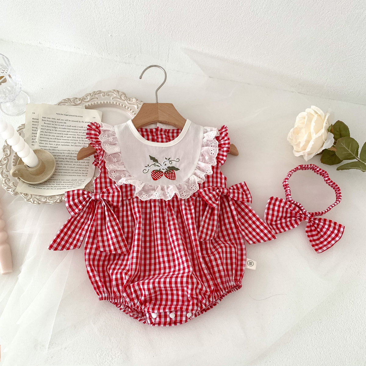 Summer Baby Girls Romper+Headb - Baby Nursery Embroidery ulasan dan harga