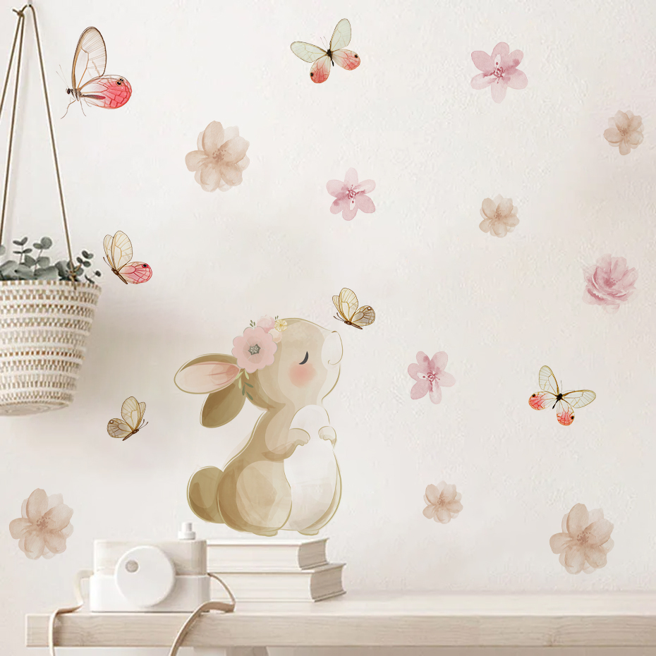 Cartoon Rabbit Flowers Butterf - Baby Nursery Products ulasan dan harga