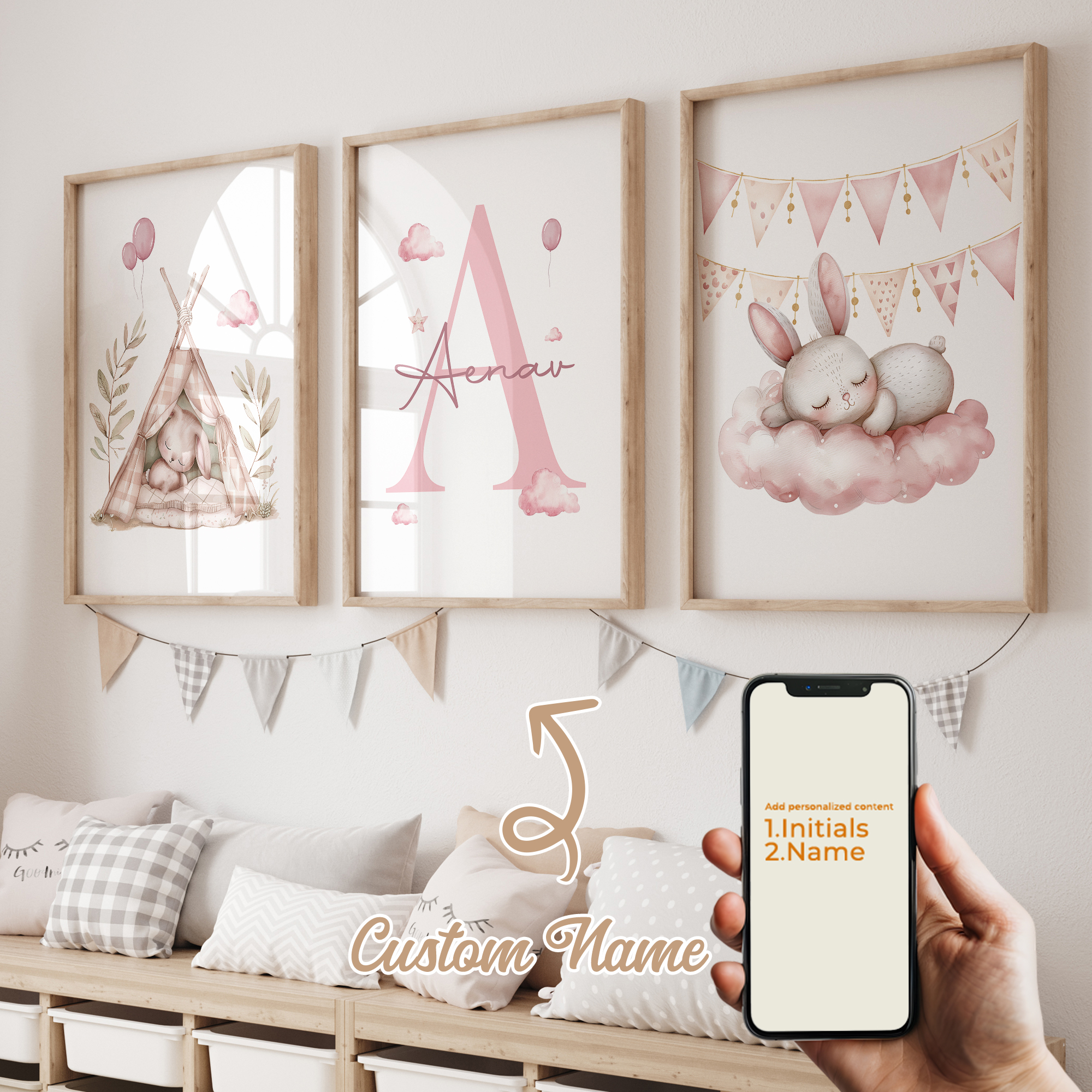 3pcs Personalized Custom Name  - Baby Nursery Decor Girl ulasan dan harga