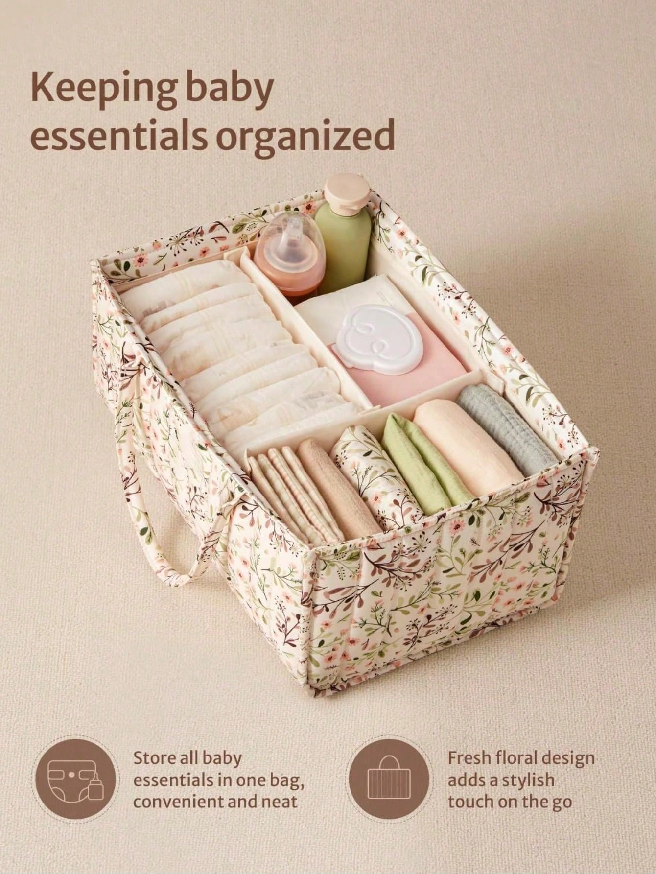 1PC Floral Diaper Caddy Organi - Baby Nursery Must Haves ulasan dan harga